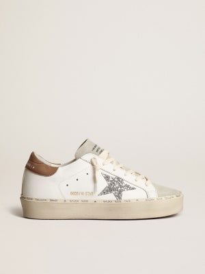 White Hi Star with a gold star and lilac naplak heel tab | Golden