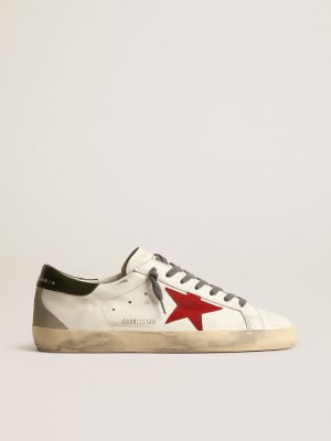 Golden Goose - Men's Ball Star in White Nappa Leather with Green Leather Star and Heel Tab, Man, Size: 44