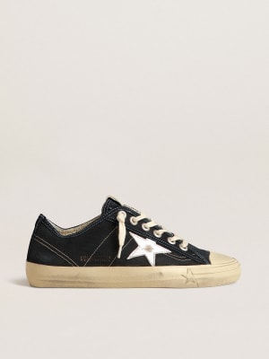 Women\'s V-Star LTD in black canvas with ice-gray star and heel | Golden  Goose