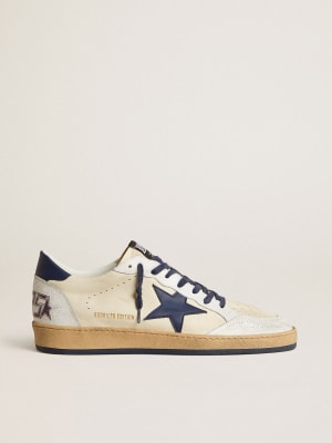 Men's Ball Star in white nappa with blue star and heel tab