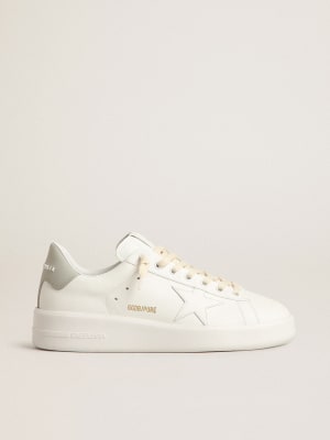 Purestar sneakers in white leather with champagne glitter heel tab