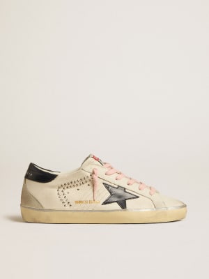 Super-Star with a tan star and pink glitter heel tab | Golden Goose