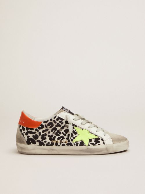 Leopard print and neon Super Star sneakers Golden Goose