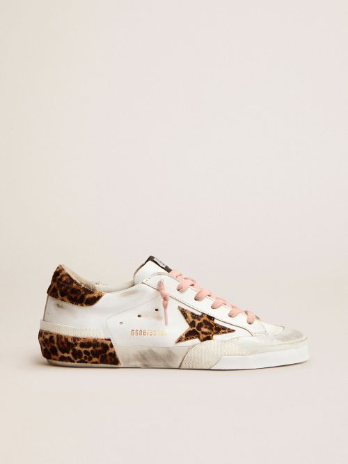 Golden goose white leopard pony old school sales sneakers