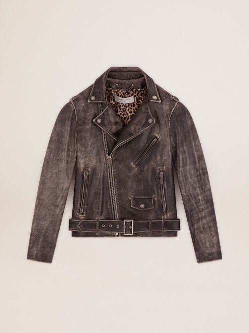 Mens weathered leather clearance jackets