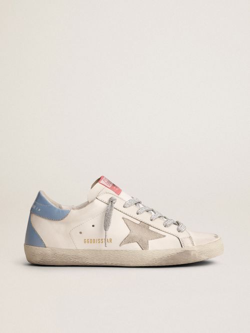 Super-Star sneakers with light blue heel tab and ice-gray star | Golden  Goose