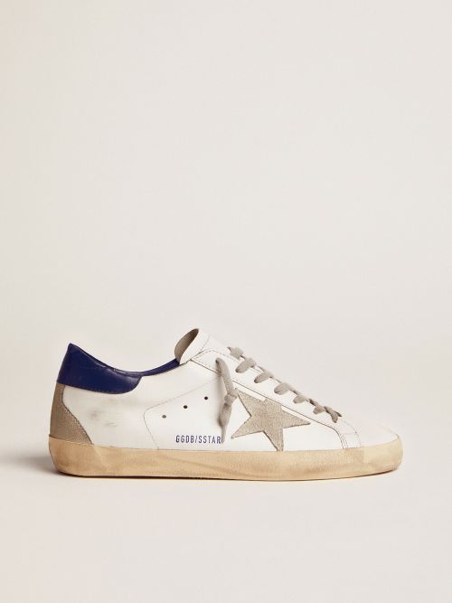 Men\'s Super-Star with suede star and blue heel tab | Golden Goose