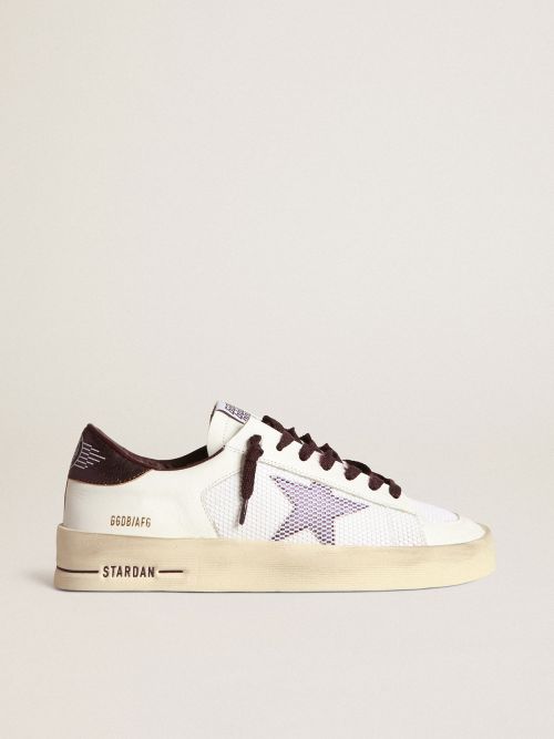 Stardan sneakers with star and heel tab in metallic purple | Golden Goose