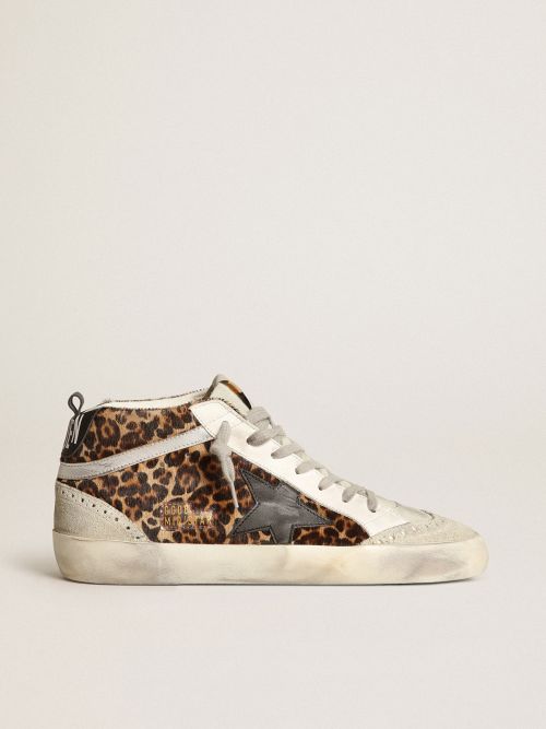 Women s Mid Star in leopard print pony skin with black star