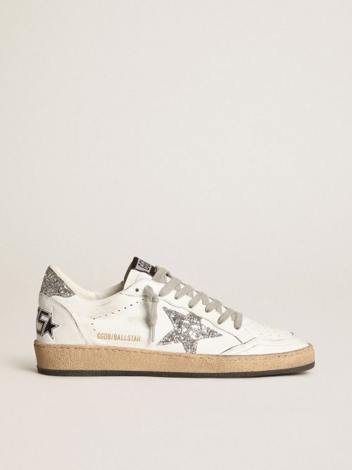 Women\'s Ball Star in nappa with white star and glitter heel tab | Golden  Goose