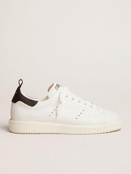 Starter sneakers in white leather with black leather heel tab | Golden Goose
