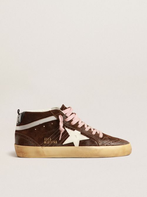 Mid Star in brown suede with white leather star | Golden Goose