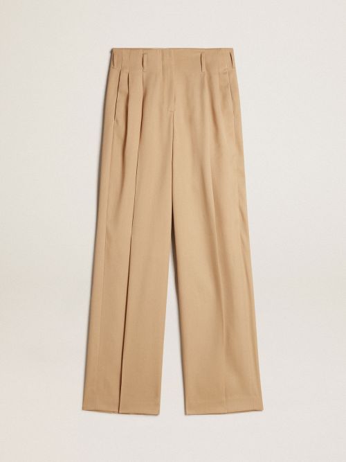 Women s wool gabardine pants in sand Golden Goose