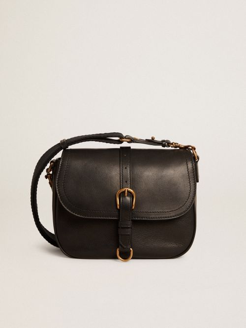 Golden Goose - Medium Sally Bag in Black Leather with Buckle and Shoulder Strap, Woman, Size: U