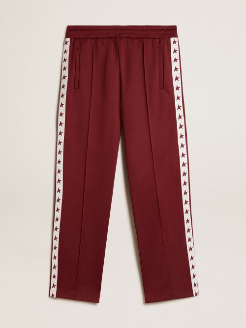 Pantalon de jogging bordeaux pour homme avec toiles sur les c t s