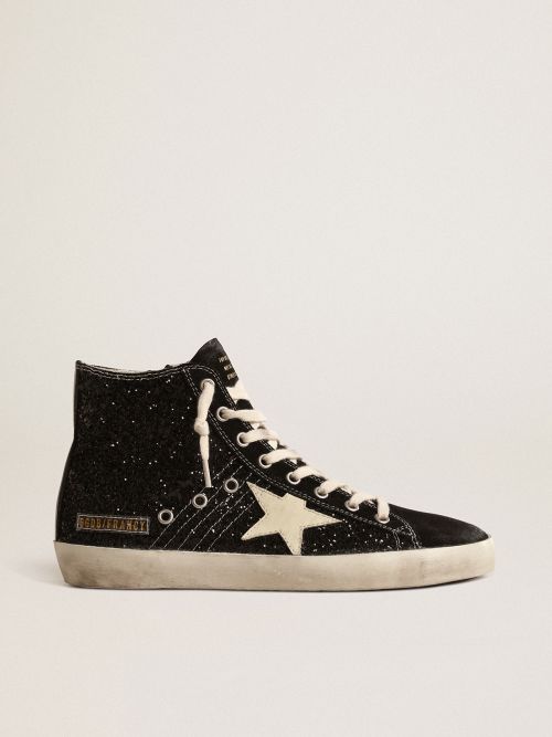 Francy Penstar LTD in glitter with ivory star and black heel tab | Golden  Goose