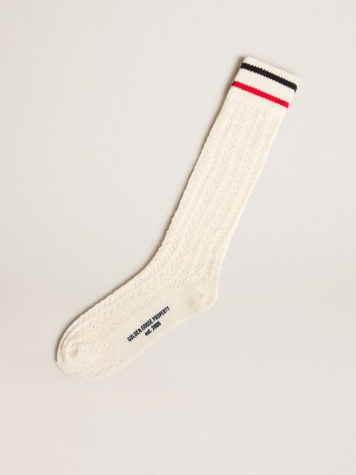 Paquete de 6 calcetines blancos con rayas de colores, talla única, Varios  colores