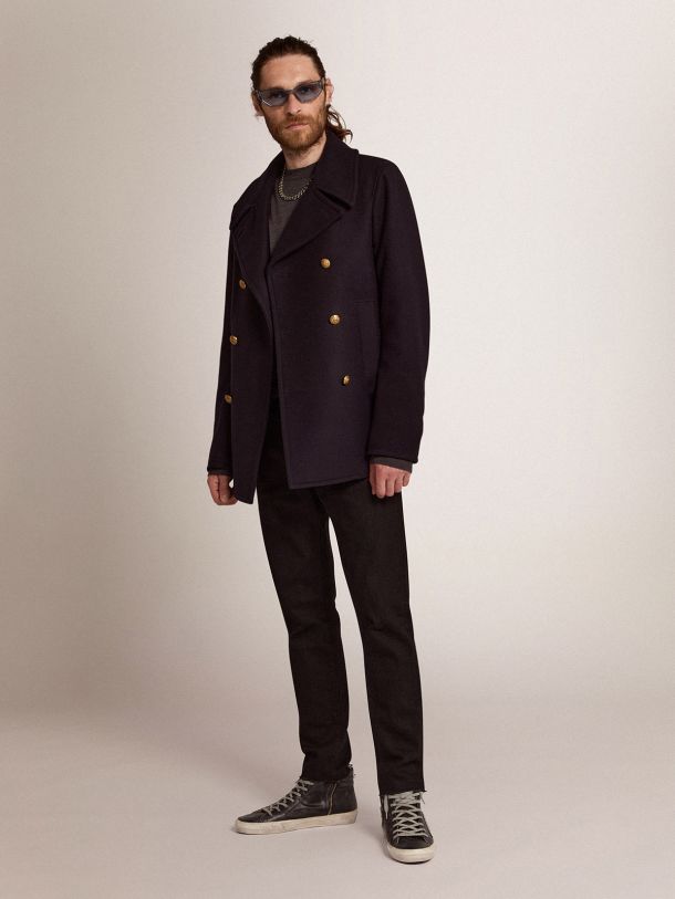 Golden Trim Pea Coat - Ready to Wear