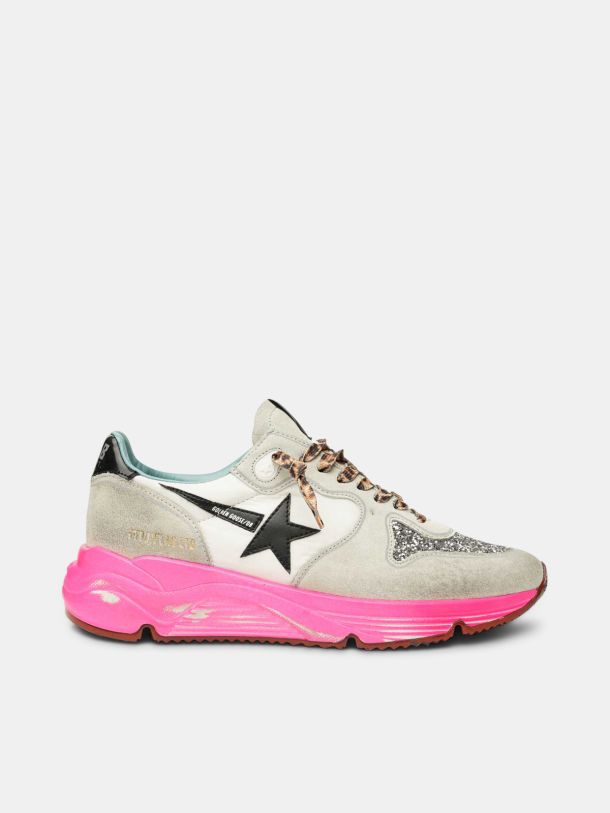 Running Sole sneakers with glitter and fuchsia soles | Golden Goose