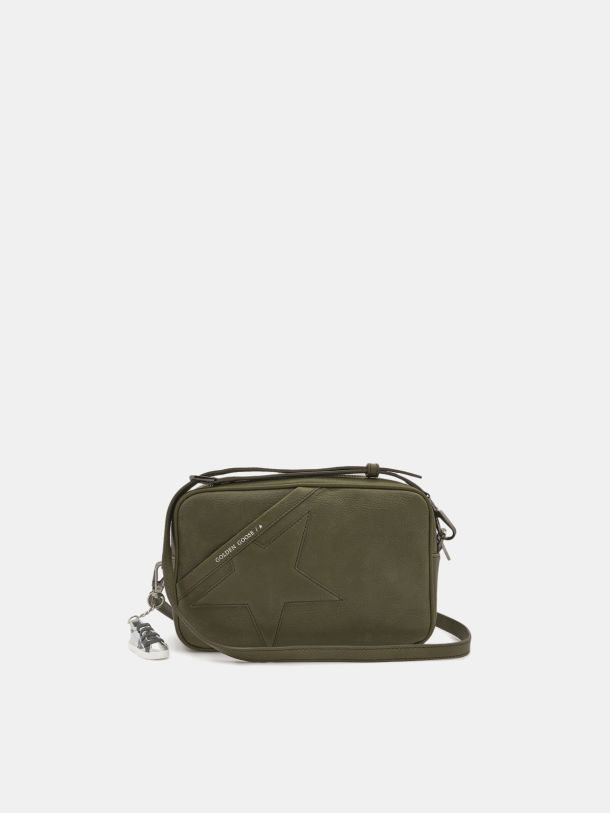 Army green Star Bag made of hammered leather