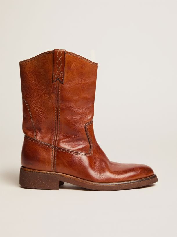 Golden Goose - Biker boots in tan-colored leather in 