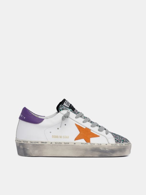 White Hi Star sneakers with glitter insert | Golden Goose