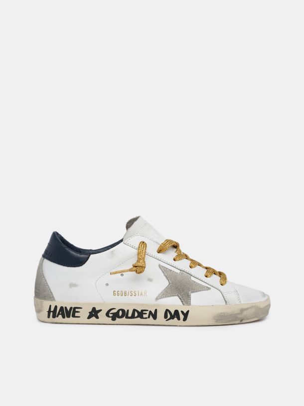 Super-Star sneakers with handwritten Have a Golden Day lettering ...