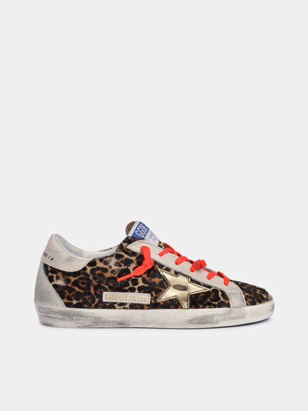 Golden Goose - Super-Star sneakers in leopard-print pony skin with gold star in 