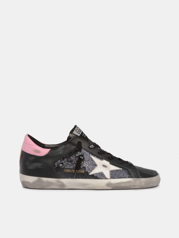 LTD Super-Star sneakers in snake-print leather and glitter with colored ...