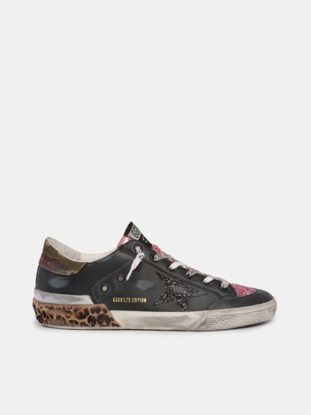 Golden Goose - LTD Super-Star sneakers with colored glitter and leopard-print multi-foxing in 