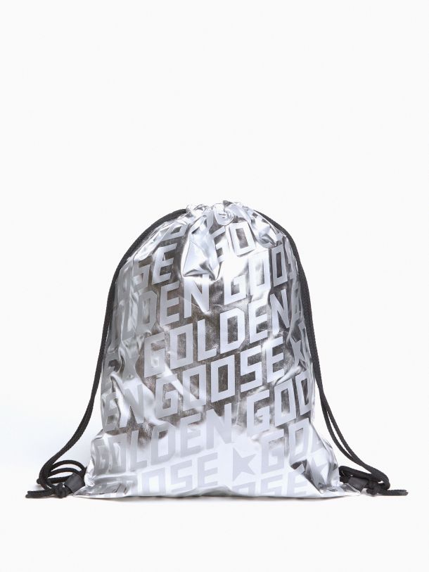 Golden Goose - Silver backpack with Golden Goose logo and drawstring fastening (free gift) in 