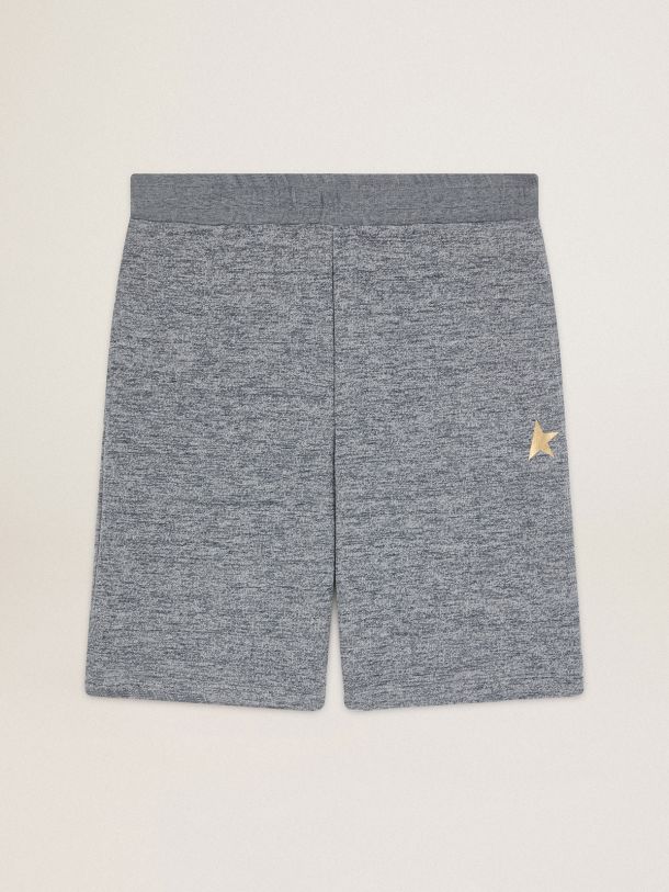 Golden Goose - Melange gray Diego Star Collection Bermuda shorts with gold star on the front in 