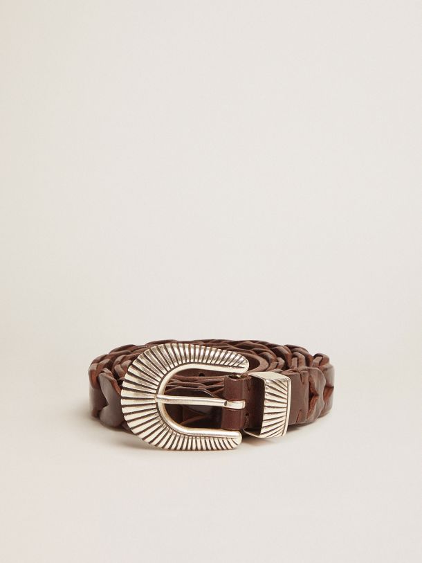 Golden Goose - Brown Juno belt in braided leather in 