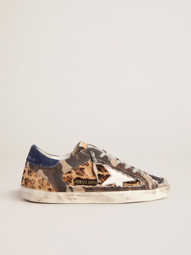 Golden Goose - Men's leopard-print and camouflage patchwork Super-Star sneakers in 