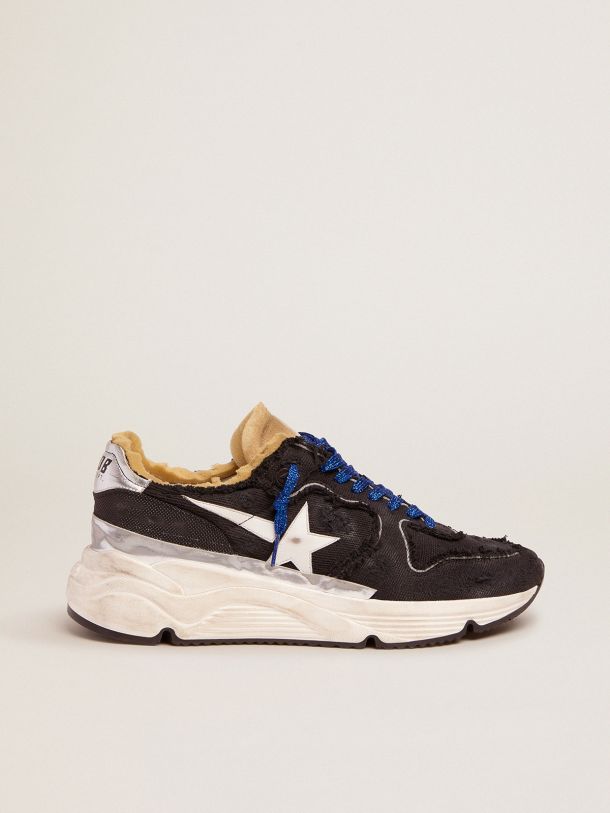 Golden Goose - Running Sole sneakers in black distressed canvas with multi-foxing in 