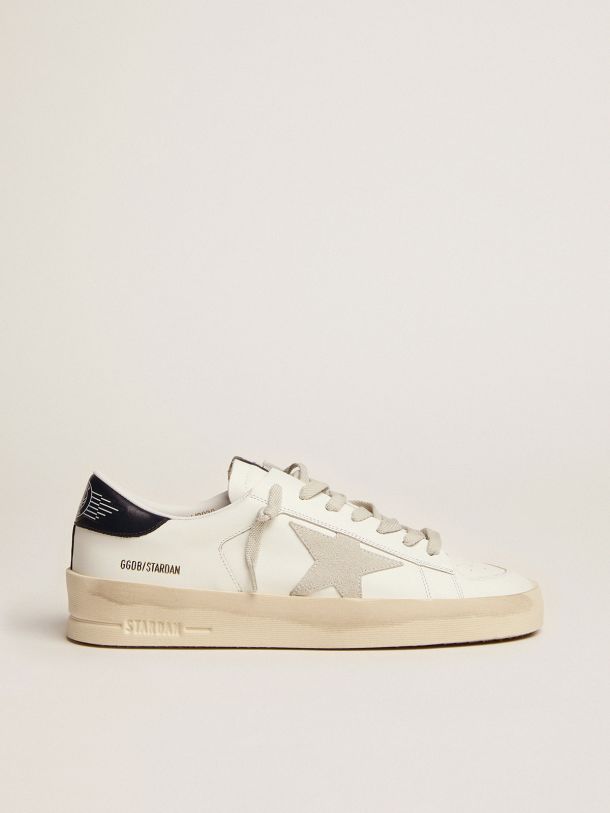 Golden Goose - Stardan sneakers with ice-gray suede star and glossy black leather heel tab in 