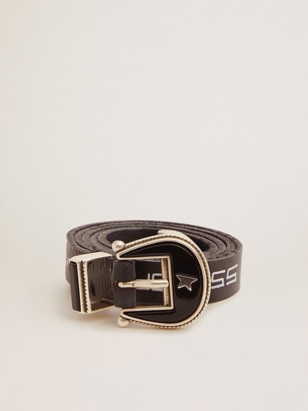 Golden Goose - Rodeo belt in black leather with contrasting handwritten lettering     in 