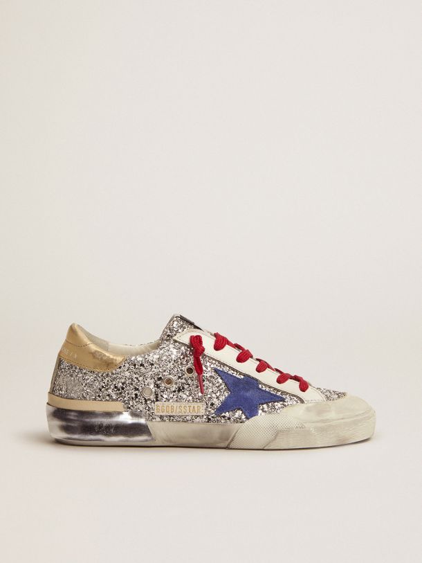 SuperStar sneakers in silver glitter and multifoxing Golden Goose