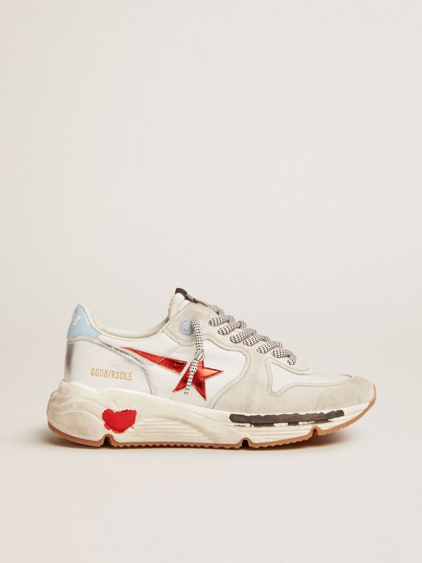 Running Sole sneakers in nylon and suede with red laminated leather star | Golden Goose