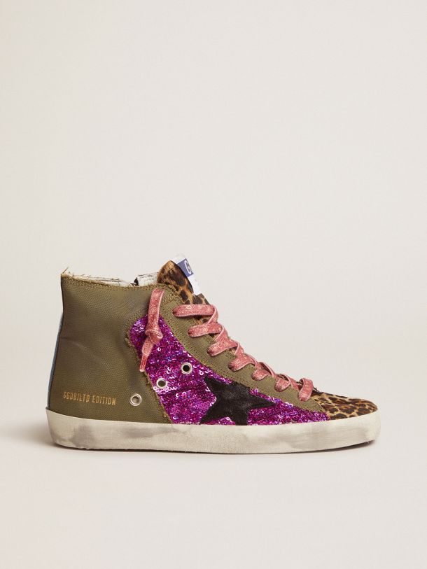 Golden Goose - Women’s LAB Limited Edition canvas with glitter and pony skin Francy sneakers in 