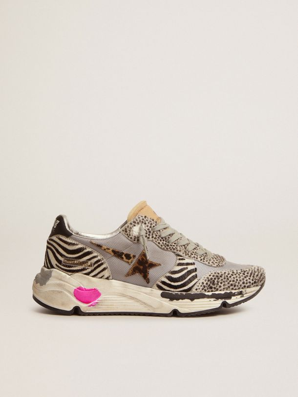 Golden Goose - Running Sole sneakers in mesh and animal-print pony skin in 