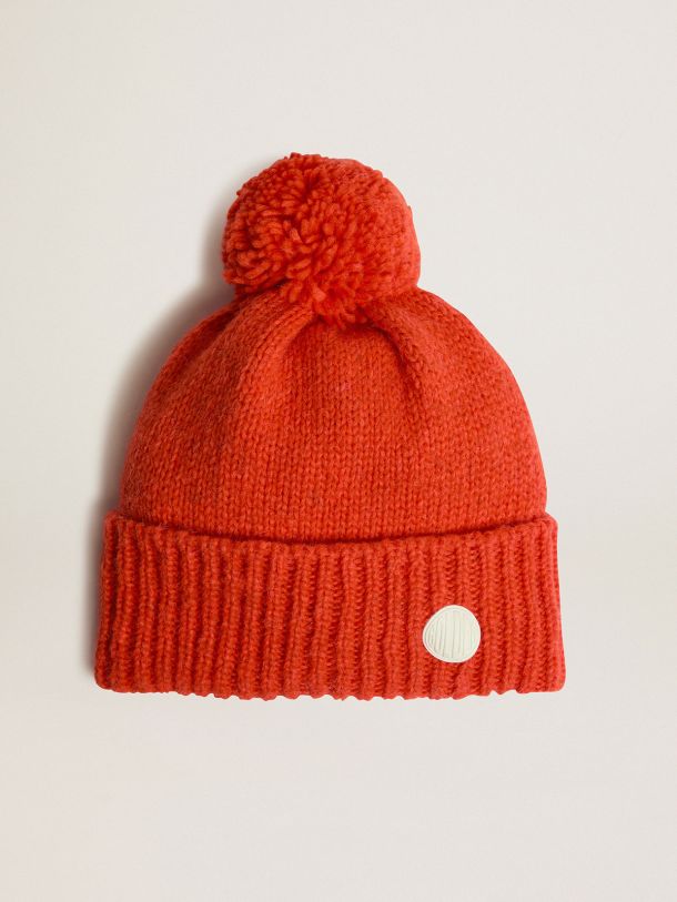 Golden Goose - Orange wool Journey Collection Didi beret with pompom in 