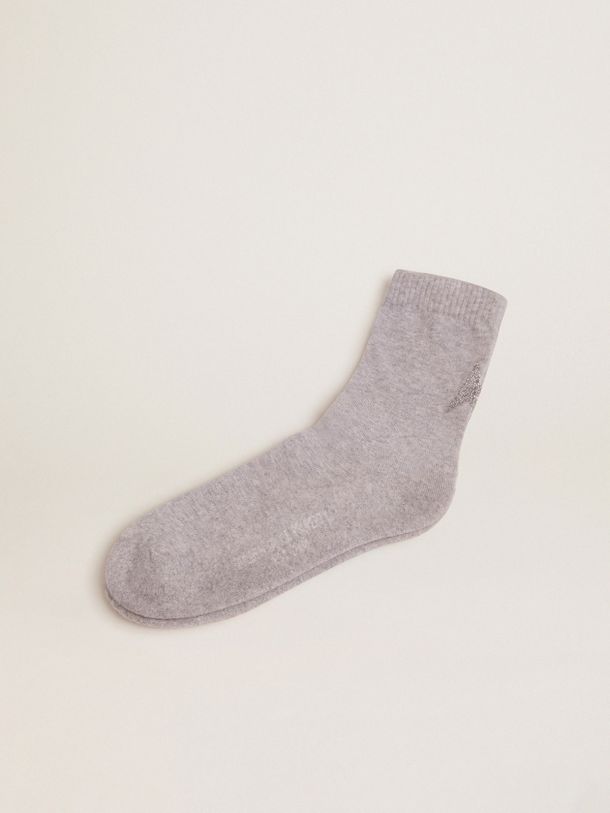 Golden Goose - Melange grey cotton socks with glittery silver star in 