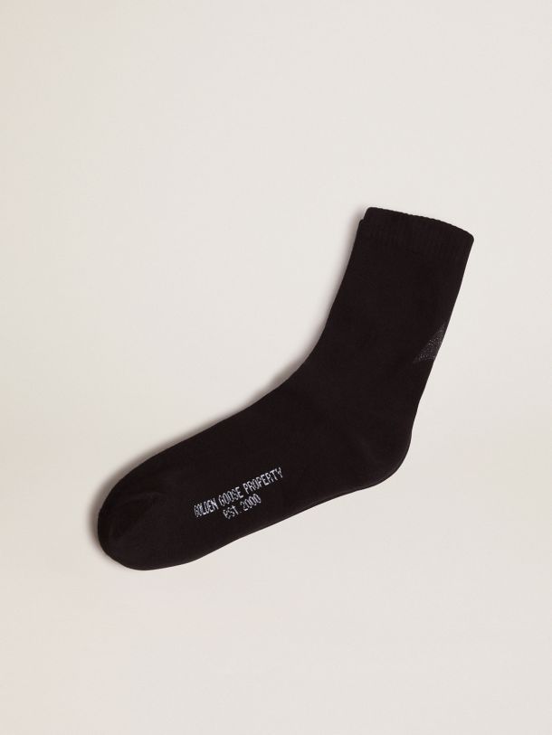 Golden Goose - Black cotton socks with glittery black star in 