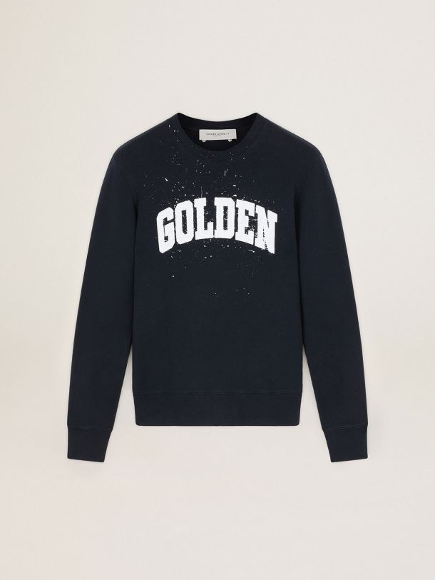 Golden Goose - Dark blue Journey Collection Archibald sweatshirt with contrasting white logo in 