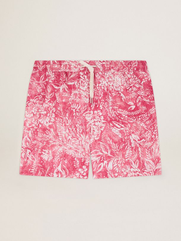 Elvis Golden Resort Capsule Collection boxers in vintage red with contrasting white toile de jouy print