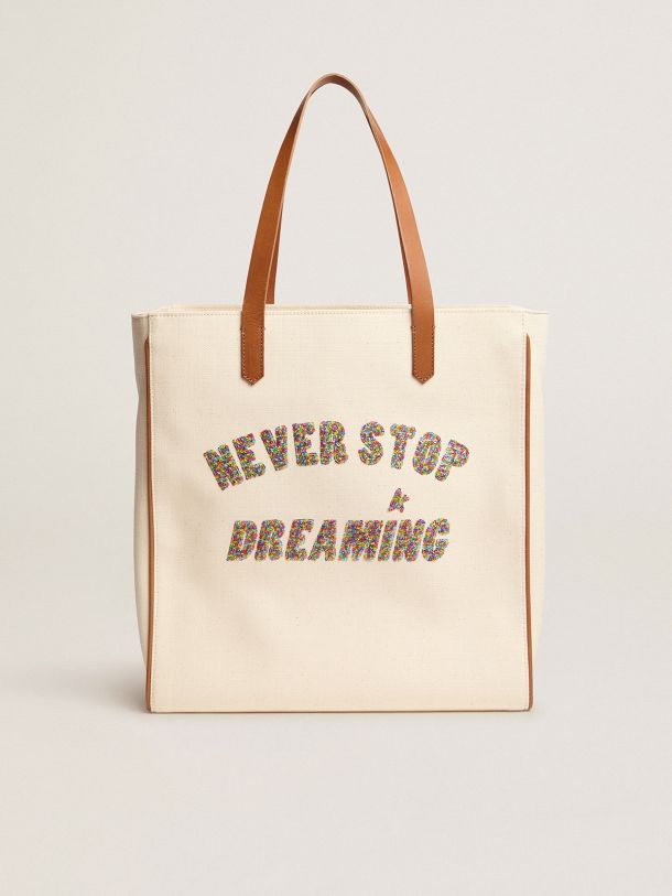 Golden Goose - California North-South Never Stop Dreaming glitter bag in 
