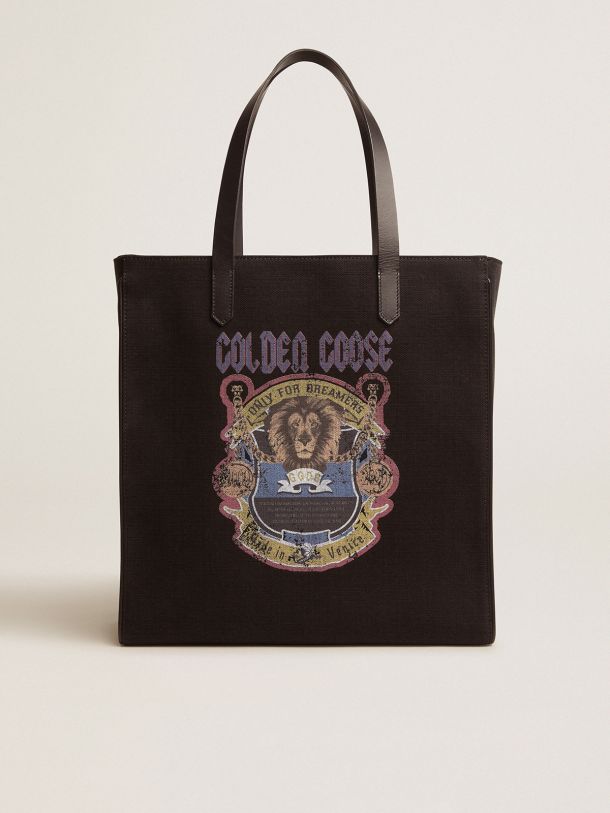 Golden Goose - Sac California North-South noir avec imprimé vintage in 