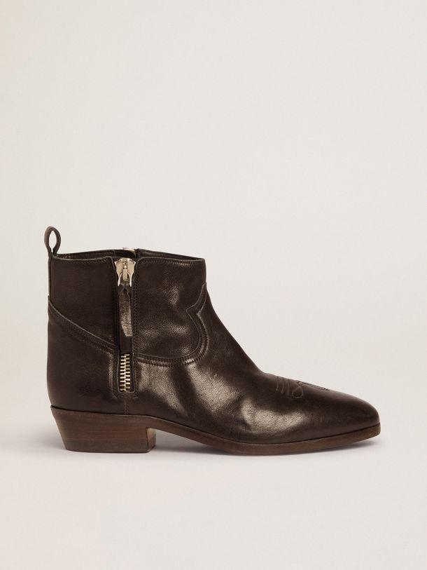 Golden Goose - Viand ankle boots in leather with cowboy-style decoration in 