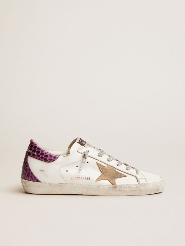 Golden Goose - Super-Star LTD sneakers with purple crocodile-print leather heel tab    in 